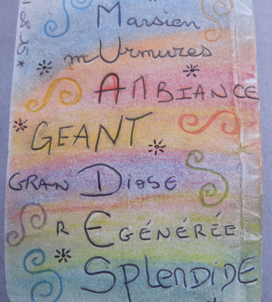 peinture création écriture avec une illustration d'arbre coloré